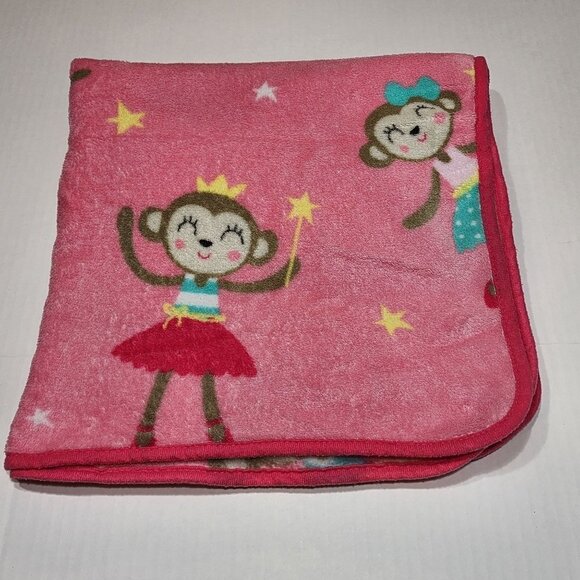 Carter's pink blanket dancing monkeys ballerina 30 x 45 - Picture 1 of 6
